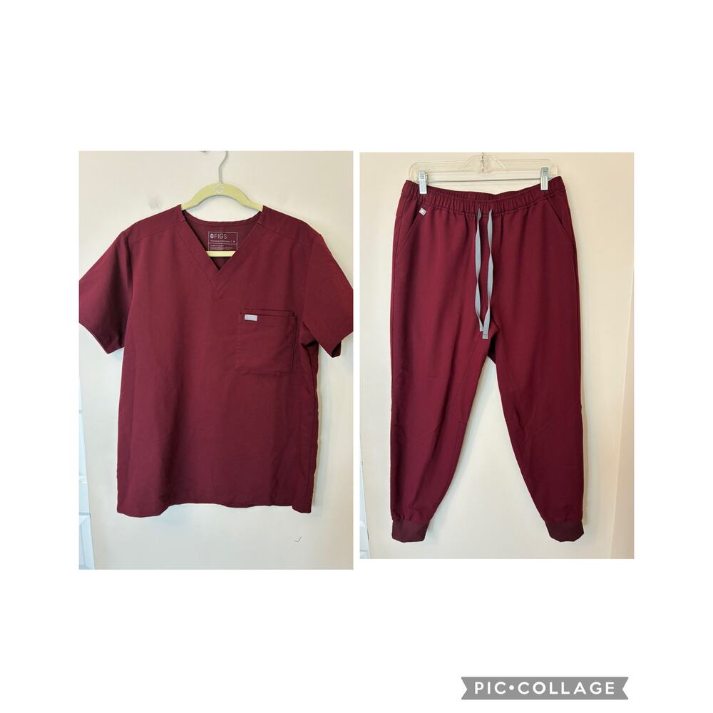 Figs Men's Scrub Set in Burgundy
